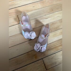 Mini Melissa girls rose gold slip on jelly shoes